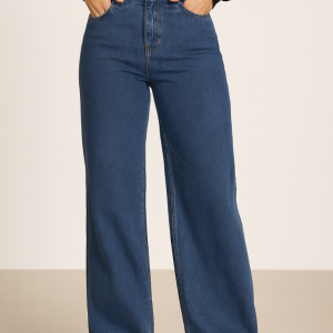 Calça wide azul escura